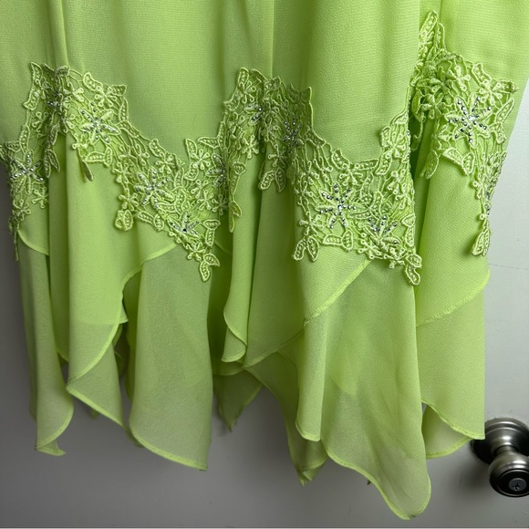 Vintage Y2K Grunge Fairy Embroidered Rhinestone Trim Asymmetrical Hem Skirt M-L - Picture 10 of 16